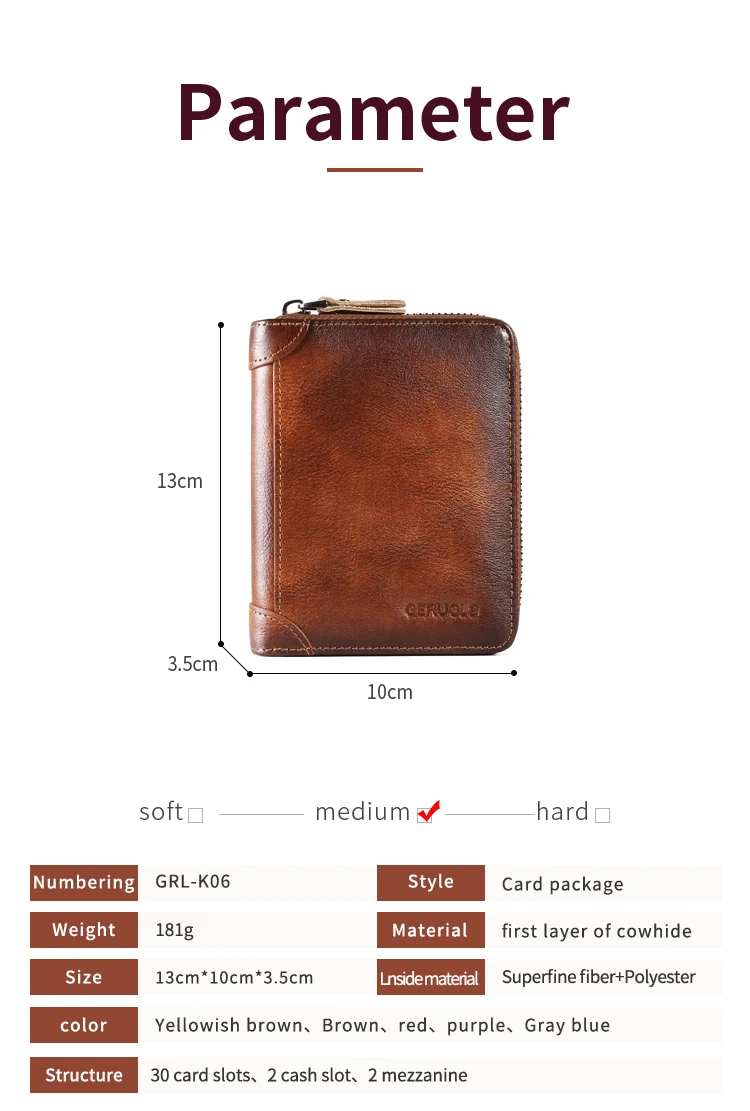 Card holder male retro first layer cowhide exquisite high-grade leather large-capacity 30-position organ zipper card holder RDIF