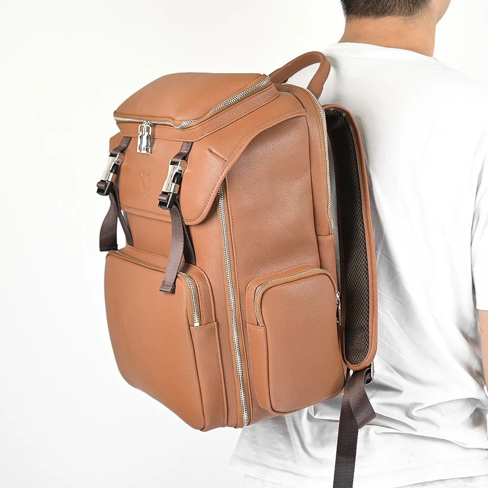 Factory Custom Premium Quality Microfiber Leather Large Storage Camera Backpack For Travel