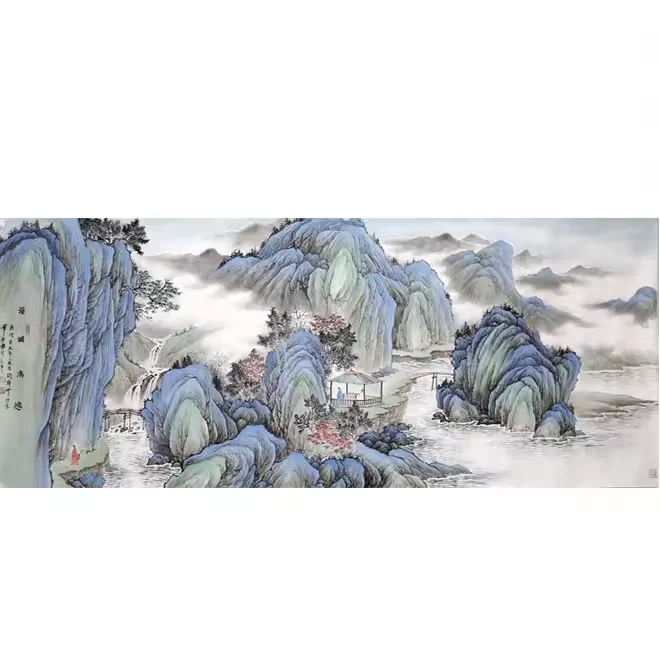 Новые китайские чернила живопись современный пейзаж декоративная спальня прикроватный баннер висит