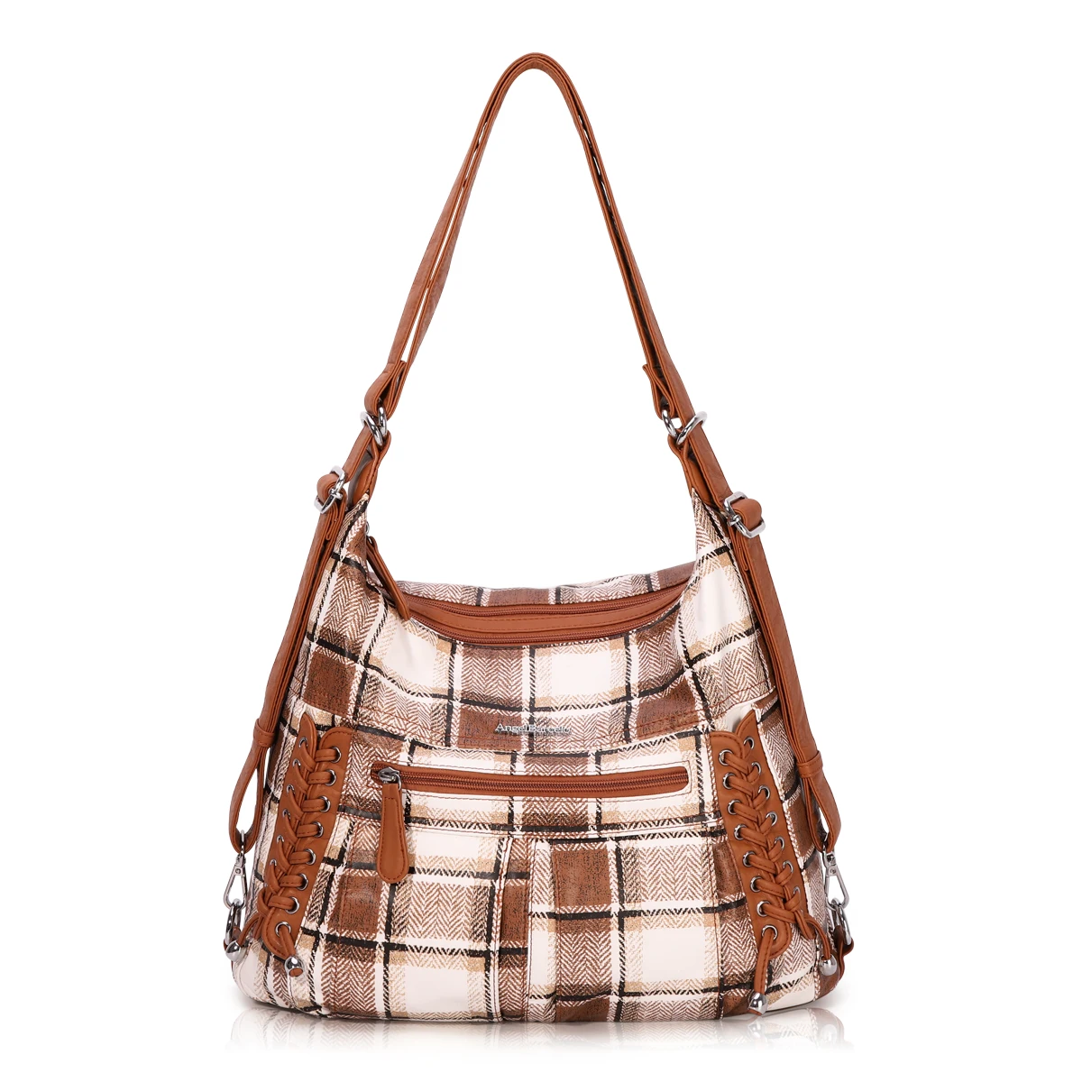 Korean Simple Style Bags Women Handbag Lady Handbag Set Angel Kiss 2019 Shoulder Bag Pu Fashion Plaid Printing &braid 2 Pcs