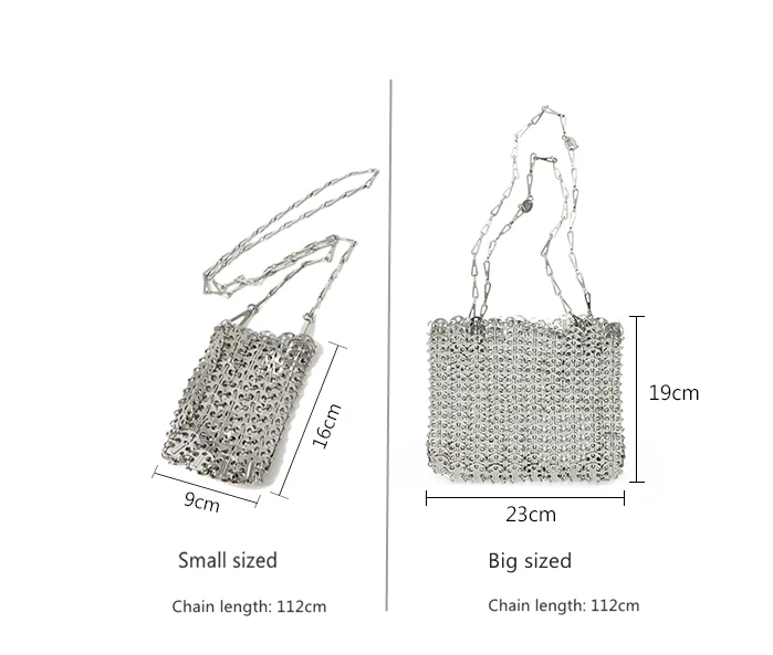 New Fashion Designer Bag Alloy Metal Material Weave Geometric Mini Open Pouch Bag for Women
