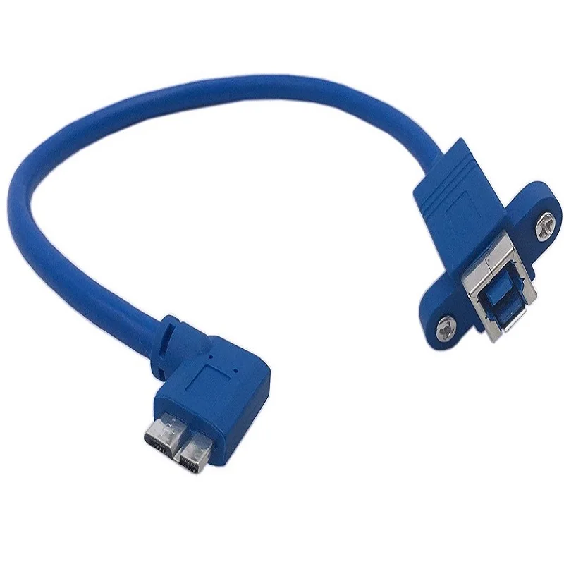 90 градусов Угловой USB 3,0 micro b к USB 3,0 Тип B Женский кабель с панелью крепления винты для жесткого диска
