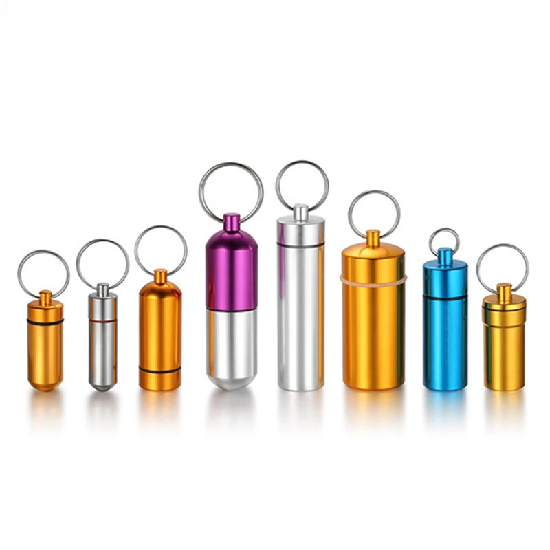 Promotional Gift Delicate Aluminum Pill Cases Outdoor Travel Waterproof Medical Box Bottle Drug Holder Key