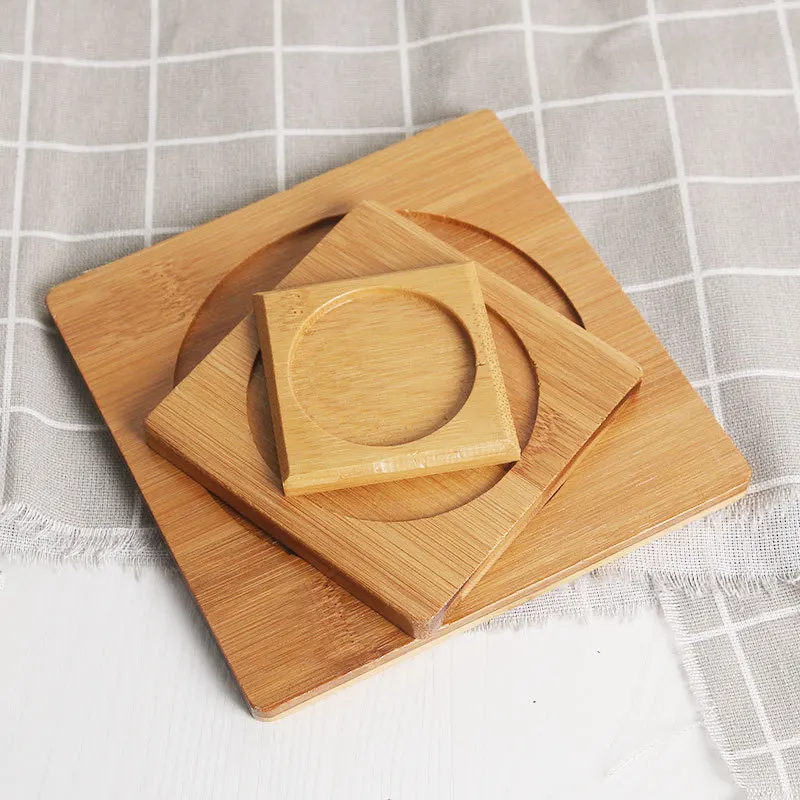 Home Kitchen Bamboo Square Coasters Mat for Instant Hot Pot Dishes Bowl Teapot Pads Hot Pot Holders Heat Resistant