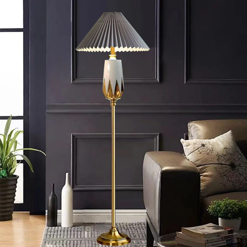 American Retro floor lamp luxury for living Room Decor or Bedside Bedroom Study European Decorative standing lamp