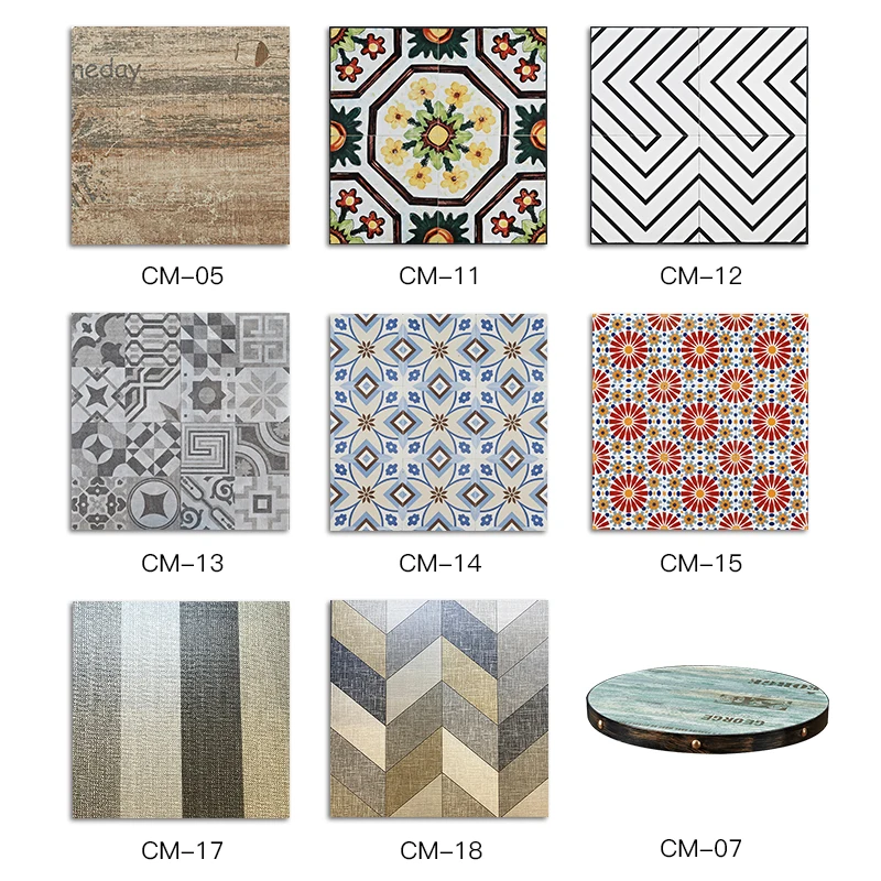 Restaurant table ceramic tile table top with solid wood edge round square customize sizes