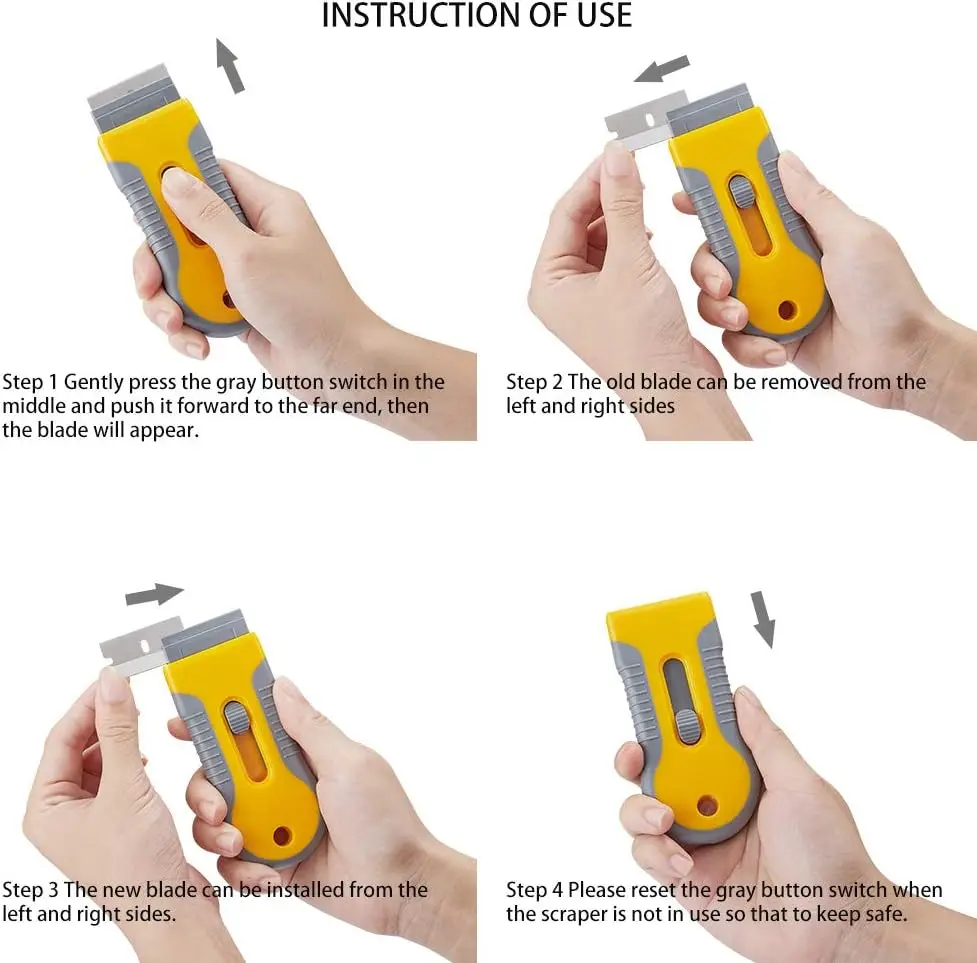 Razor Blade Scrape with Blades, Scraper Tool, Razor Blade Retractable, Paint Stripping Tool, Cleaning Tool for Removing