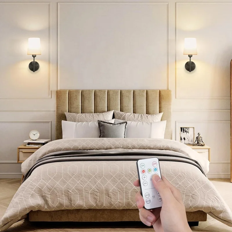 Nordic Corridor Cordless Wall Lamp Indoor Rechargeable Touch Dimmer 5000 Mah Battery Bedside Wall Lamp for Hotel