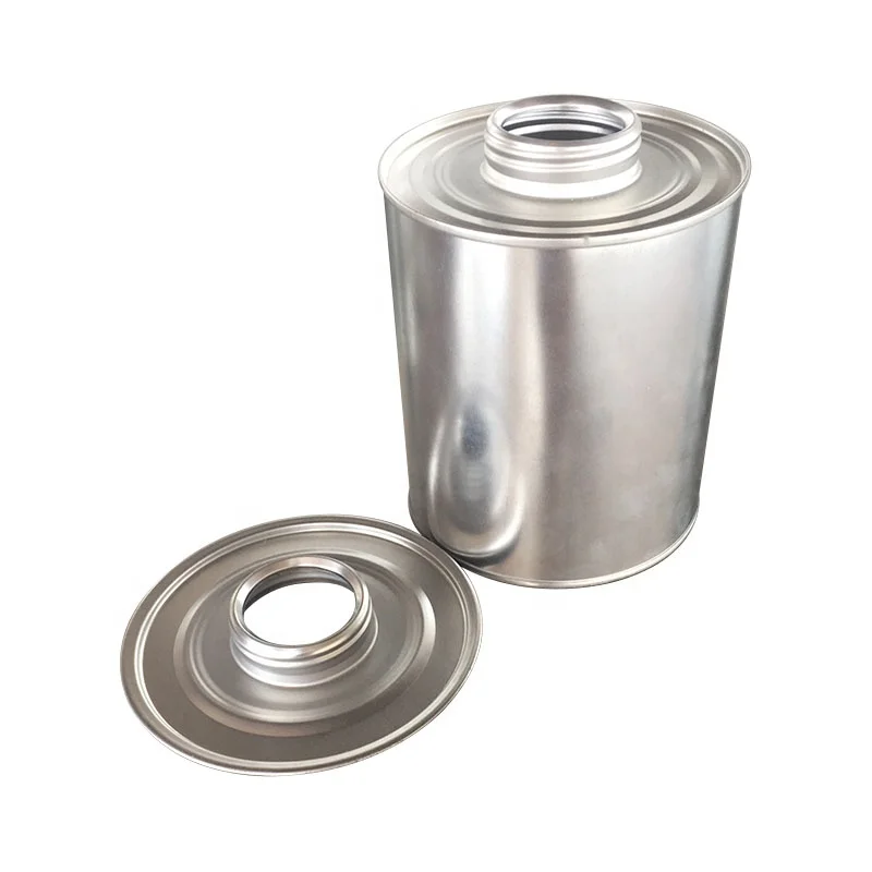 32oz Factory Directly Sale Cone Top Empty Silver Tin Can With Brush for PVC/CPVC Cement Solvent Packaging