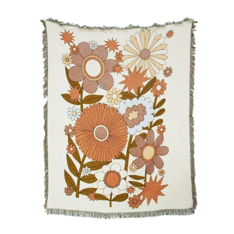 Тканый гобелен с цветами и растениями на заказ, сказочный чехол для дивана в деревенском стиле, настенное одеяло для спальни