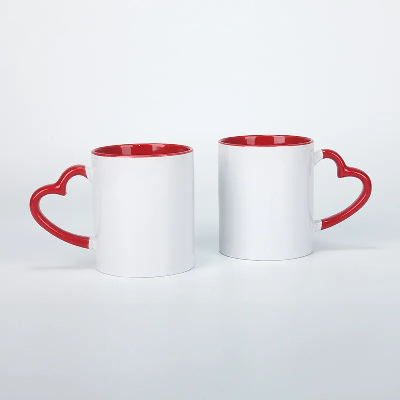 320ml DIY gift party white blank with Heart-shaped handle  Ceramic cup with Sublimation coating mug