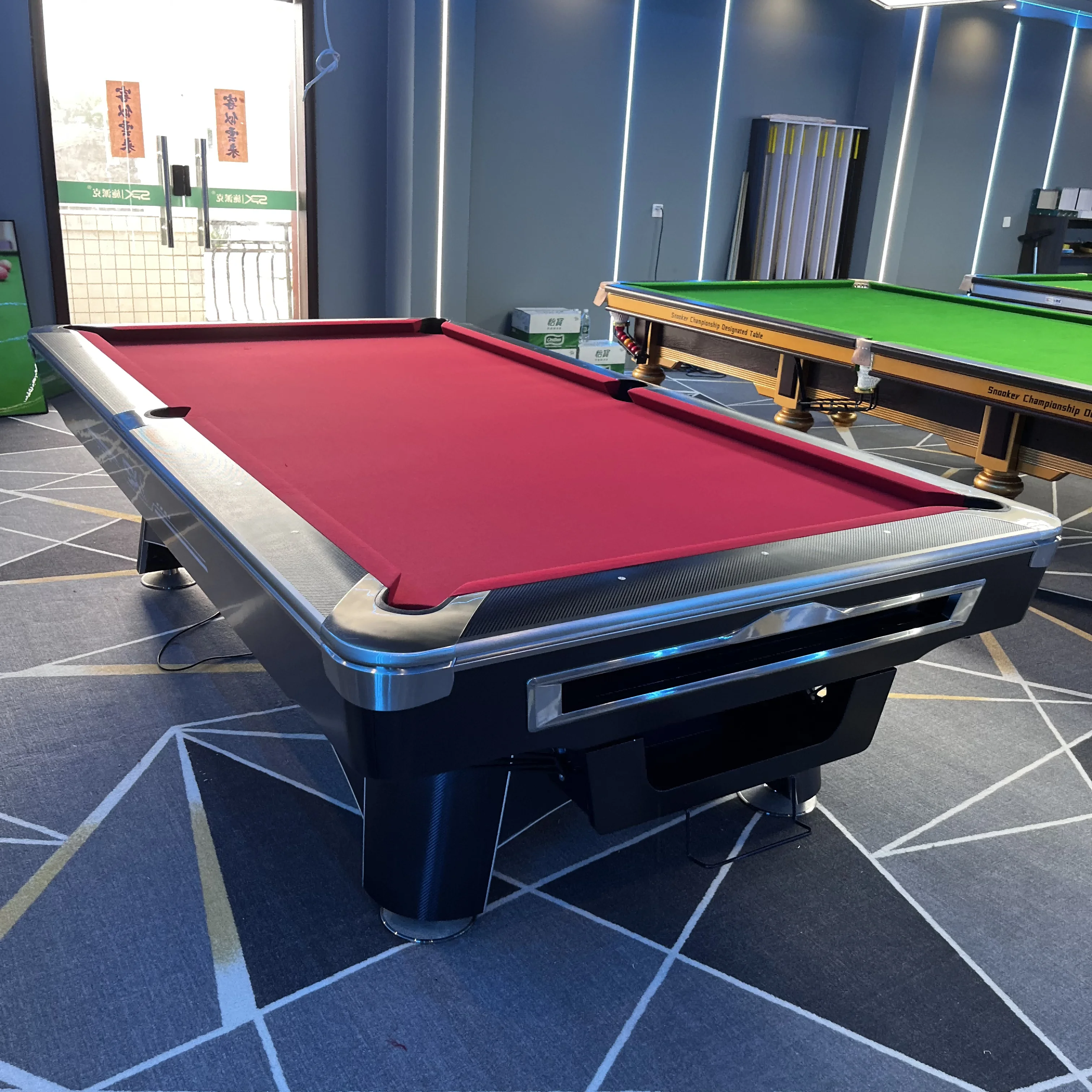 American Billiards Nine-Ball Pool Table 9ft billiard with Slate Cushions and Leather Pocket