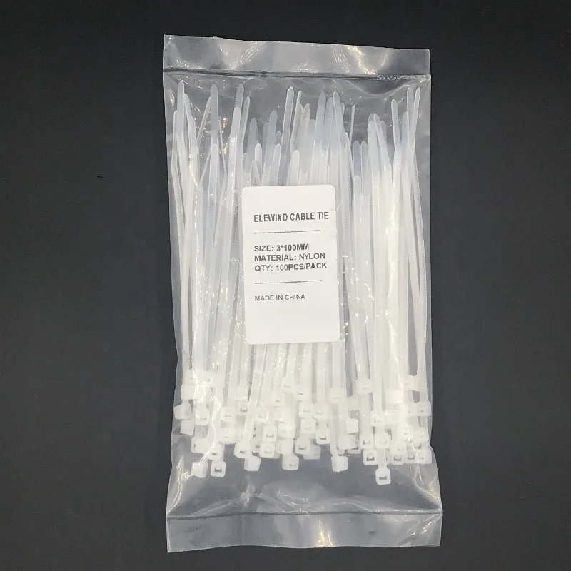 ELEWIND  Self-locking plastic nylon   Cable Ties  Wire  Zip  Cable Tie  fastening ring cable tie white color 3*100