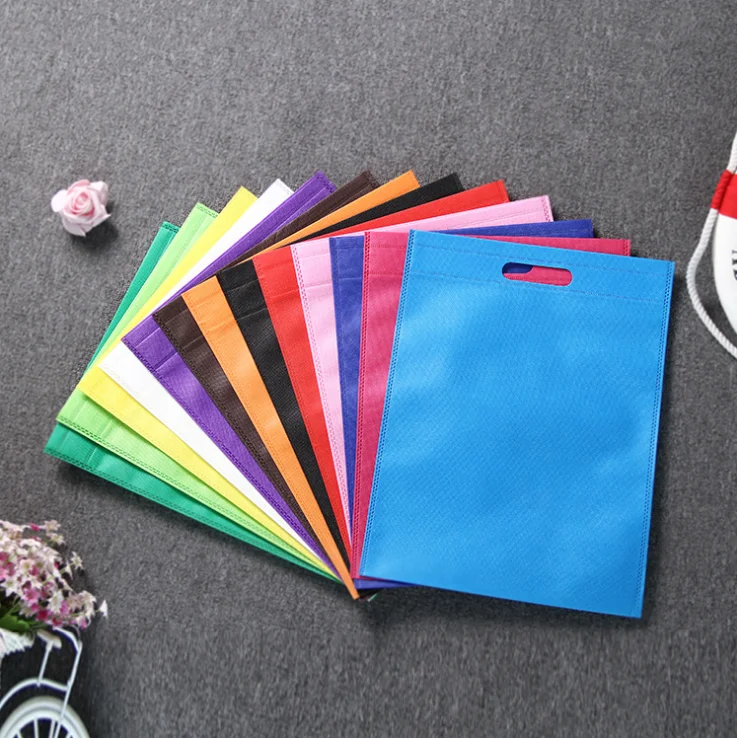 printed logo custom D cut nonwoven shopping tote  bag