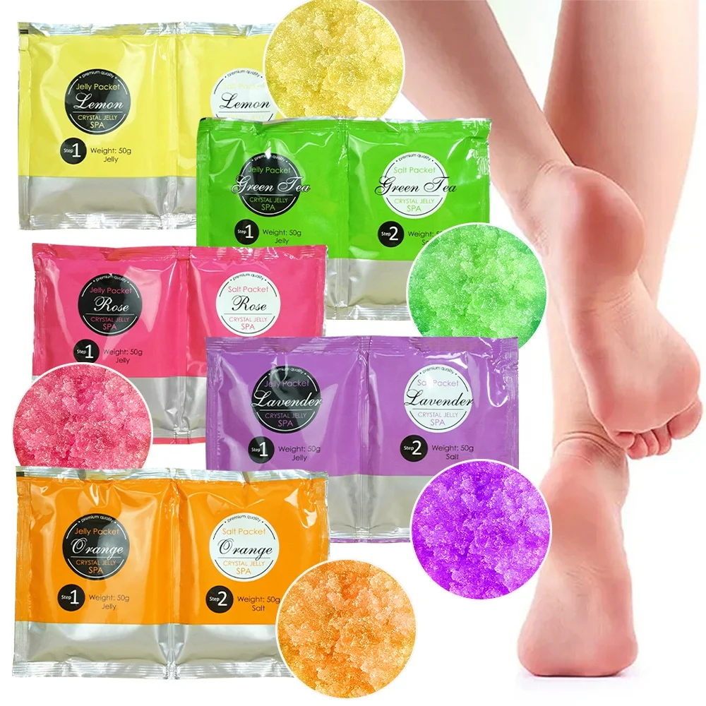 OEM Foot Skin Care Crystal Jelly Spa Lavender Pedicur Foot Scrub Soak DIY Moisturizing Exfoliating Salt Jelly Pedicure