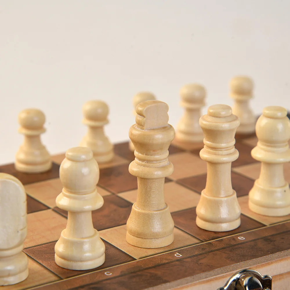 3 in 1 Wooden Chess Game Set Creative Folding Portable Chess Board Game Toy Foldable Chess Game