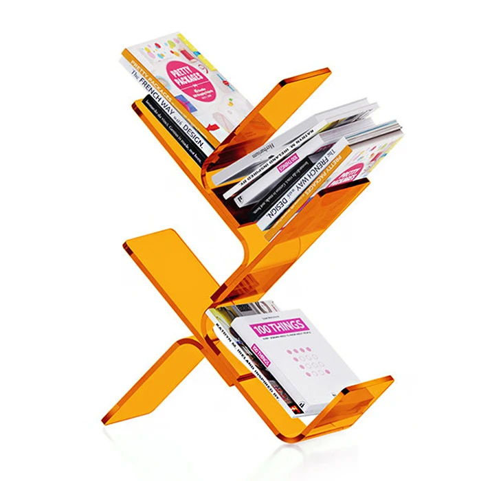 Unique Clear Acrylic Magazine Rack Free Standing Black Acrylic Book Display Stand For Home