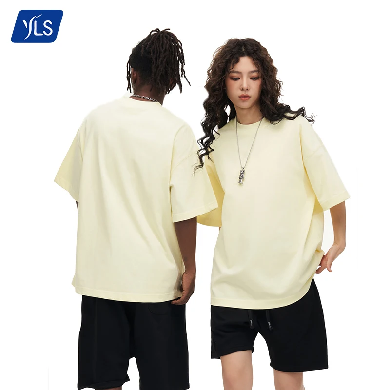 YLS Custom Turtle Neck Heavy Weight T-shirts 100% Cotton 310g Blank TShirt Oversized Baggy Mock Neck Turtleneck T Shirts For Men