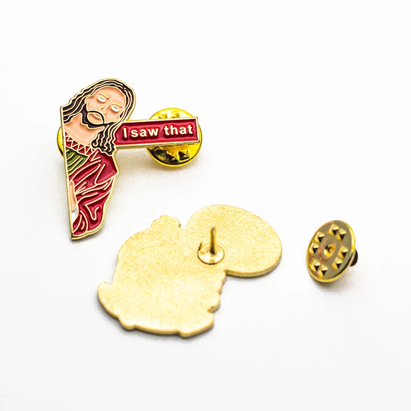 Wholesale Price Badge Funny Design Jesus Cartoon Custom Hard Enamel Pin Cute Enamel Pins