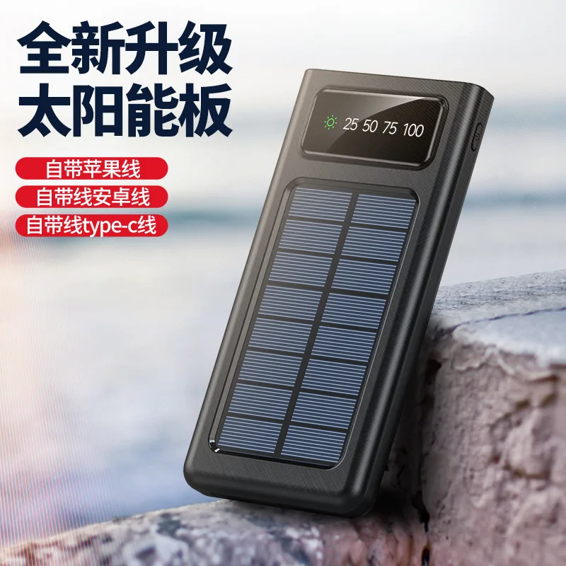 2023 New Products Solar Power Bank Hot Trending 30000mAh Double USB 2.1A Ultra Slim Electronics Portable Charge Flashlight