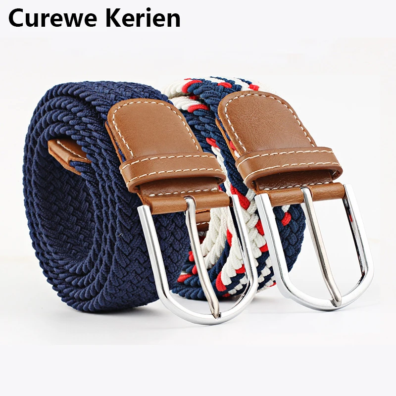 High Quality Unisex Korean Style Canvas Belts Fashionable Casual  Stretch Elastic Waist Belt All-match Weaving Pin Buckle Strap