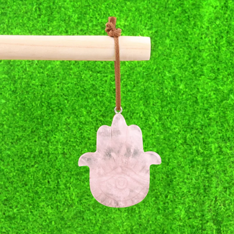 Natural Crystal Fatima Hand Pendant Agate Angel Eyes Palm Pendant For Decoration