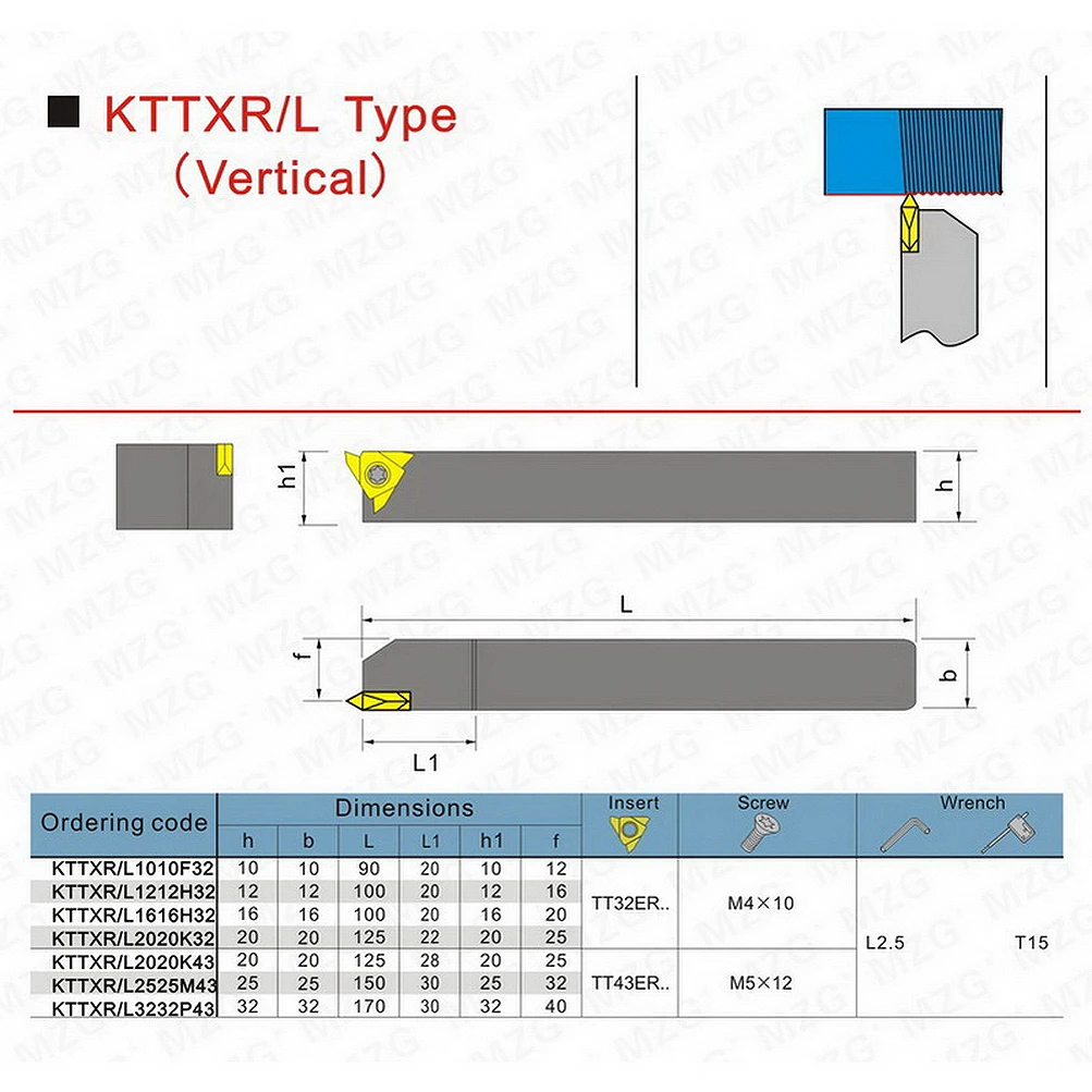 Maifix External Thread Turning Holder CNC Tool Holder for Cutter Tools KTTXR Carbide Insert Holder