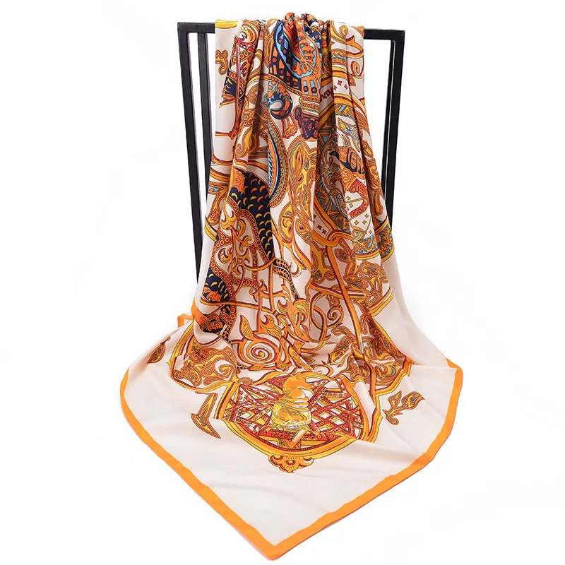 High Quality Custom Chiffon Square Spring Scarf Brand Designer Silk Scarf Square Shawls 2022