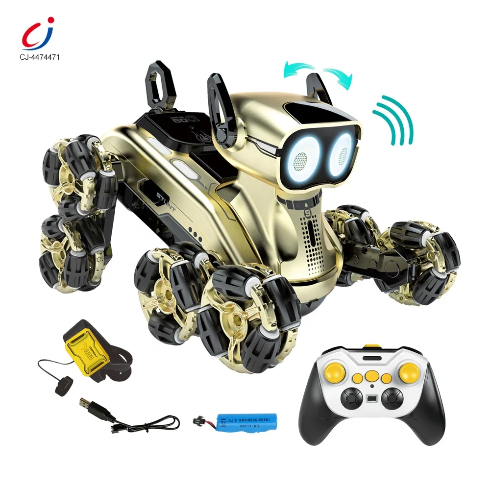 Chengji 8 wd remote control dog gesture watch control stunt car smart rc robot dog unique musical toy car walking