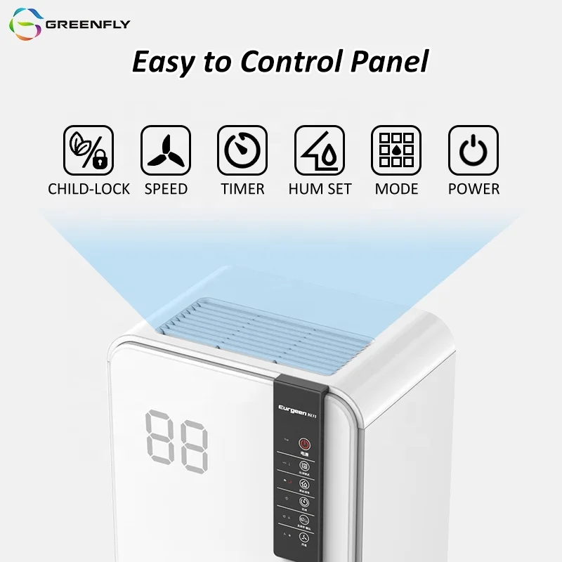 GREENFLY JJPRO dehumidifier commercial portable dehumidifier led display auto defrost dehumidifier for home
