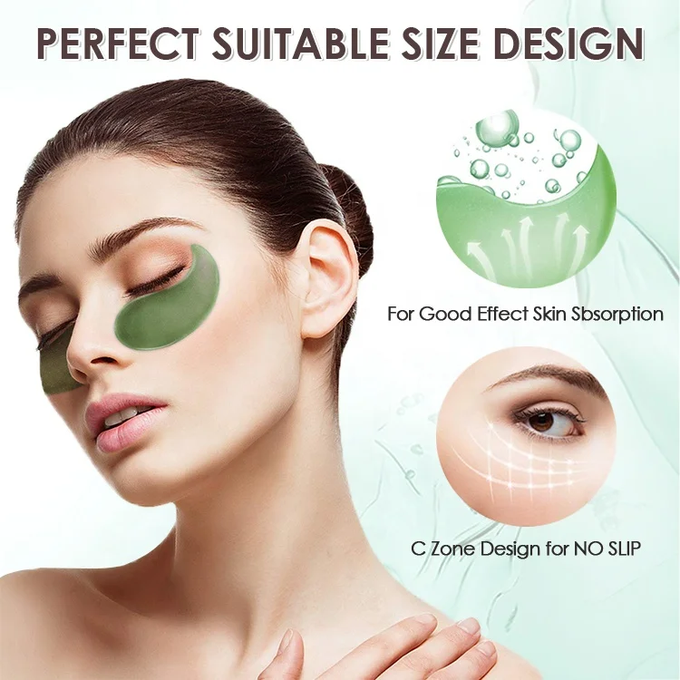 
Low Price OEM Wholesale Factory Remove Fine Lines Fade Dark Circles Tighten Crystal Gel Seaweed Eye Masks 
