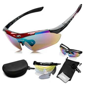 
OEM Outdoor Plastic Sports Sunglasses Eyewear Cycling Sunglasses Men Gafas de Sol 5 Lens Set 