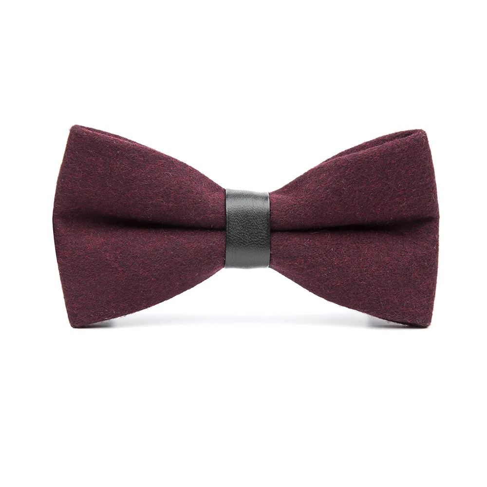 Mens Solid Wool Bowtie 12x6cm Vintage Butterfly Bow ties for Men