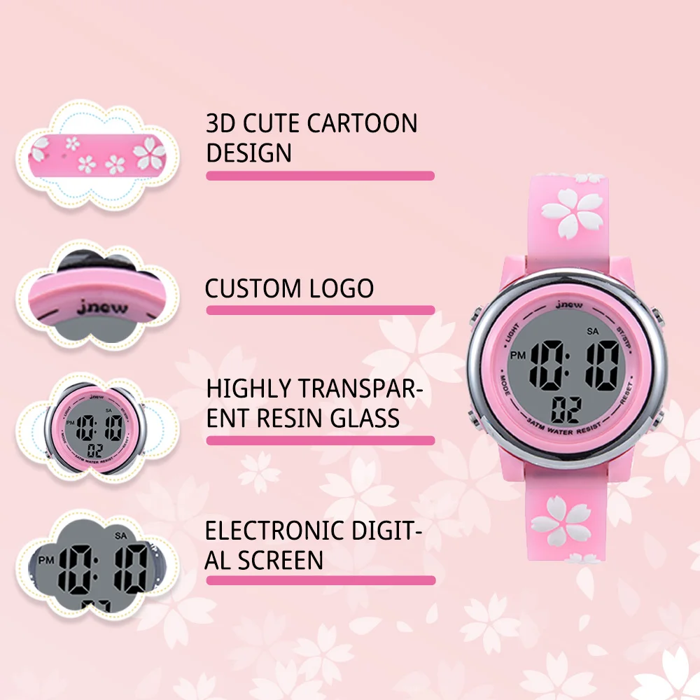 Sakura 2024 Custom Kids LED Light Sport Watch New Digital Display Wrist Watches for Teenage Girls Custom Cartoon PC Child