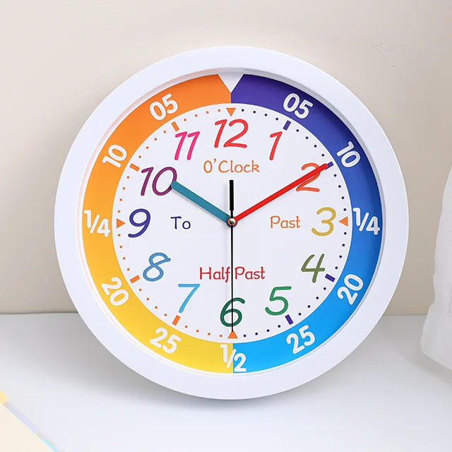 Amazon Hot Sales Nursery Clocks Learning Clock Colorful Educational Children wall Clocks