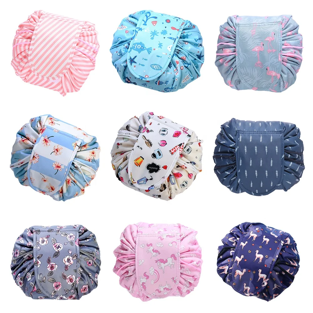 Косметичка на шнурке, портативная дорожная сумка для хранения ювелирных изделий, Полиэстеровая плоская косметичка для отдыха