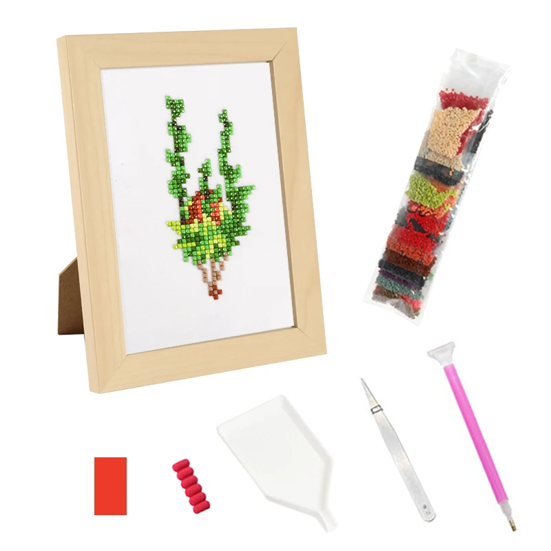 DIY 5d Mini Diamond Painting Custom Green Growing Plants in Pots Small Diamond Painting for Kids Adults Diamond Paintings Kits