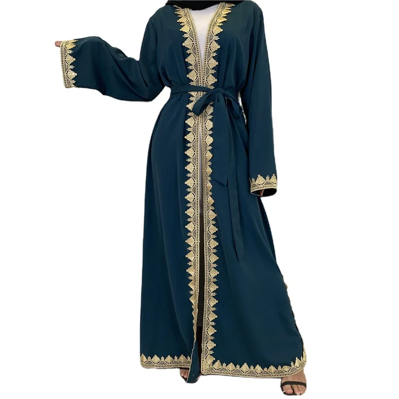Middle East Muslim Fashion Embroidered Robe Turkey Leisure Cardigan Islamic Long Dress