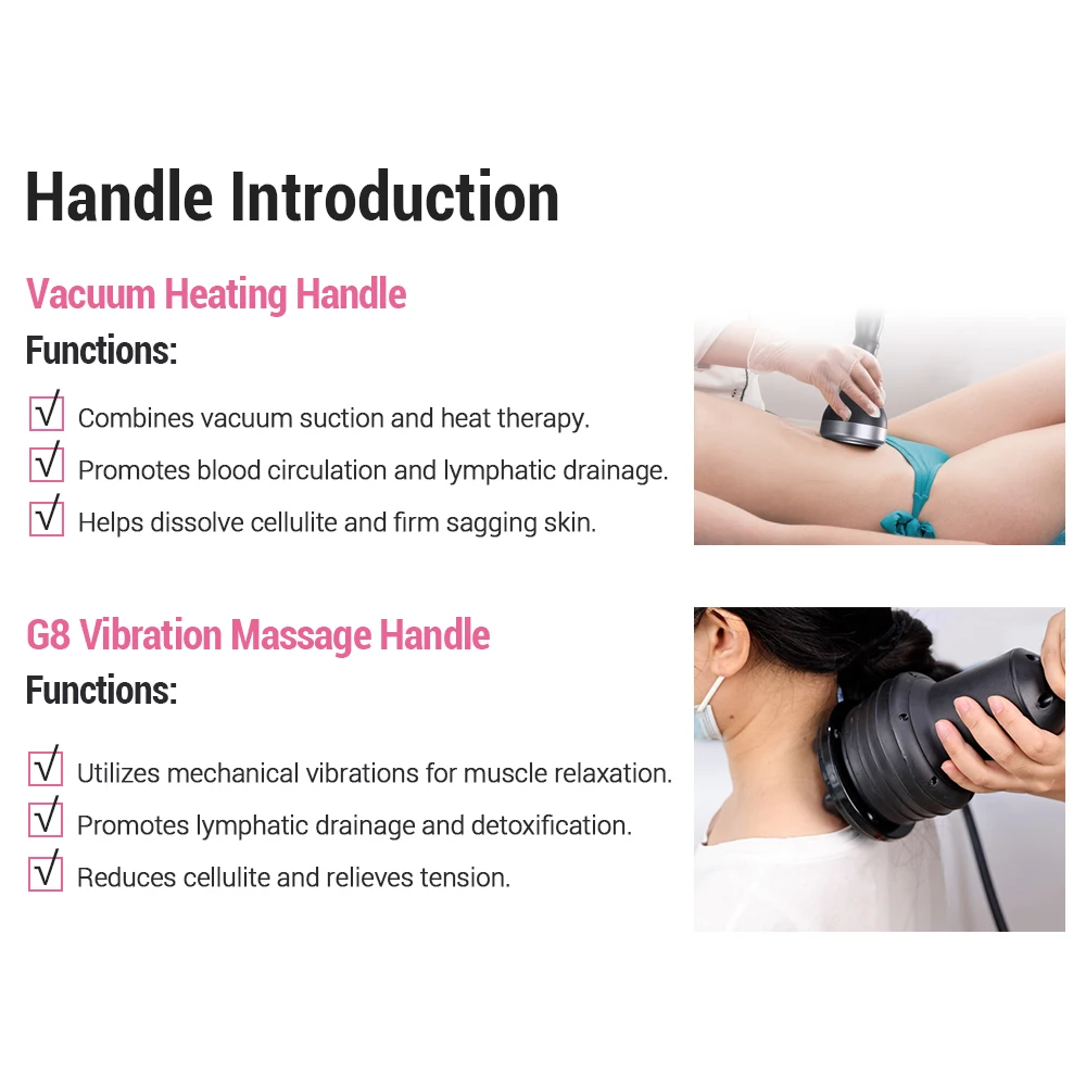Newest 2 in 1 G8 Turbo Vibration Massage Cellulite Removal Machine with Vacuum G8 Massage Handle