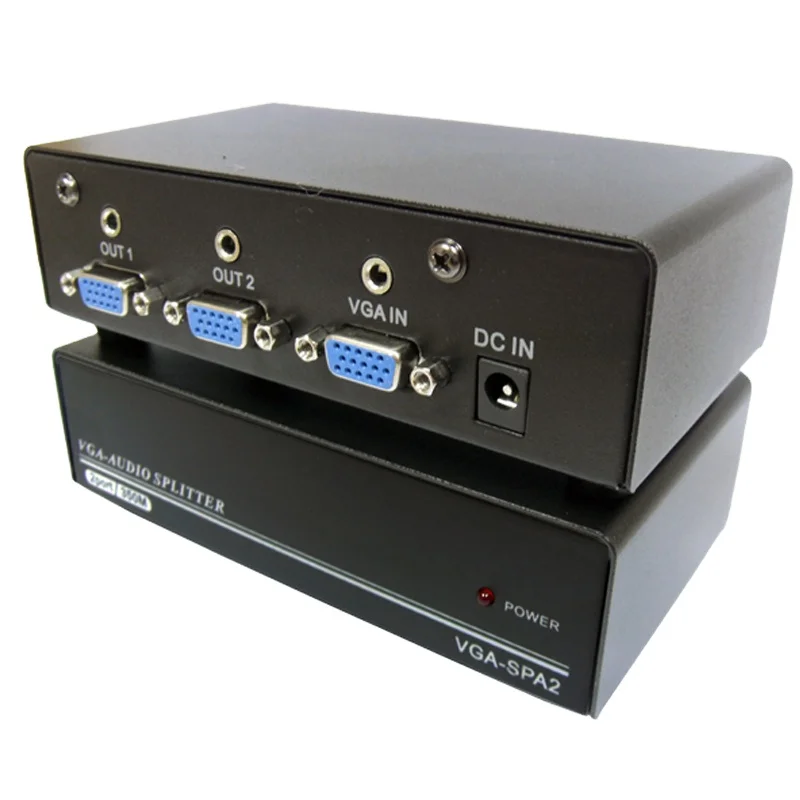 
 VGA-SPA2 компактный 1In 2 Out 350Mhz VGA и аудио распределительный усилитель 1x2 высокое разрешение 2 порта VGA сплиттер  