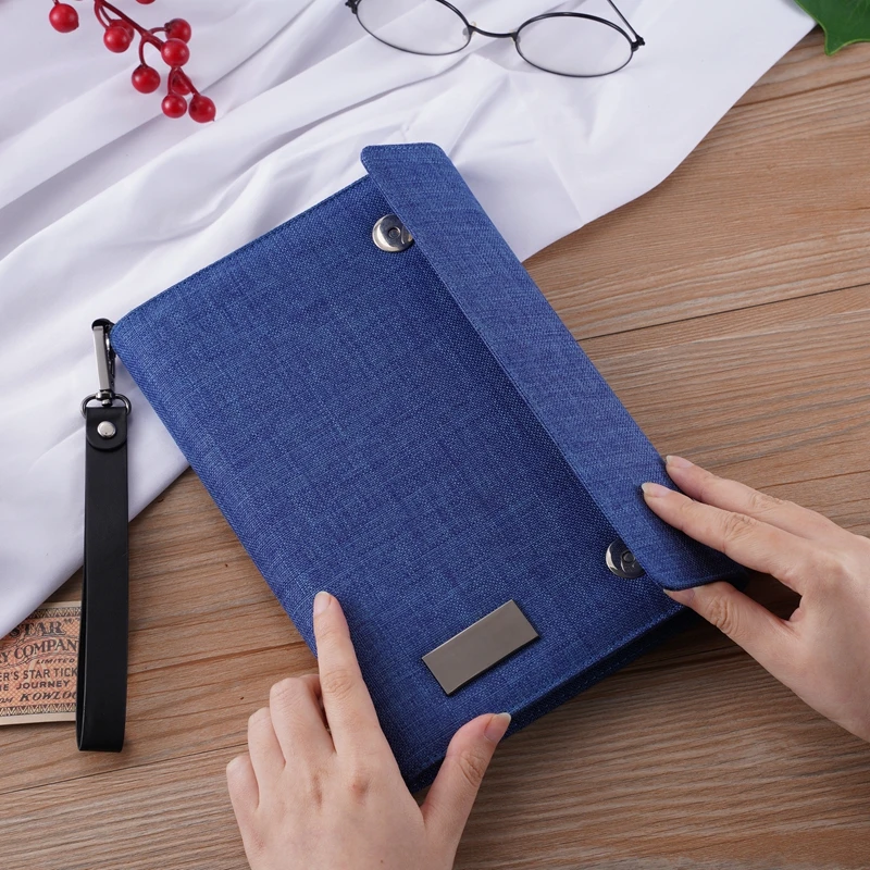 Cloth Fabric Blue Linen Notebooks With Pen Loop,Organizer Gifts Planner Custom Business Planner With Logo