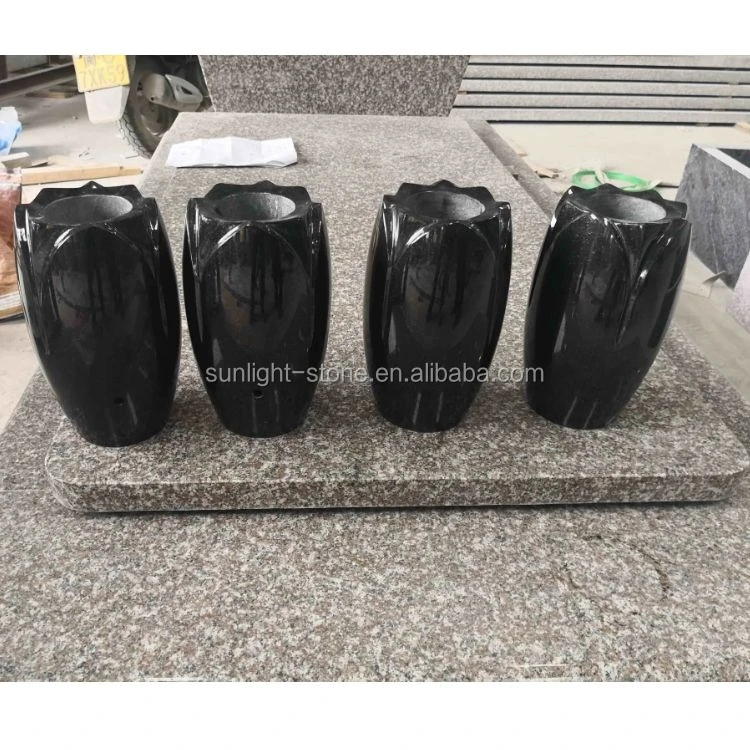 cheap small Bahama Blue granite cemetery flower vases for graves tombstone monument