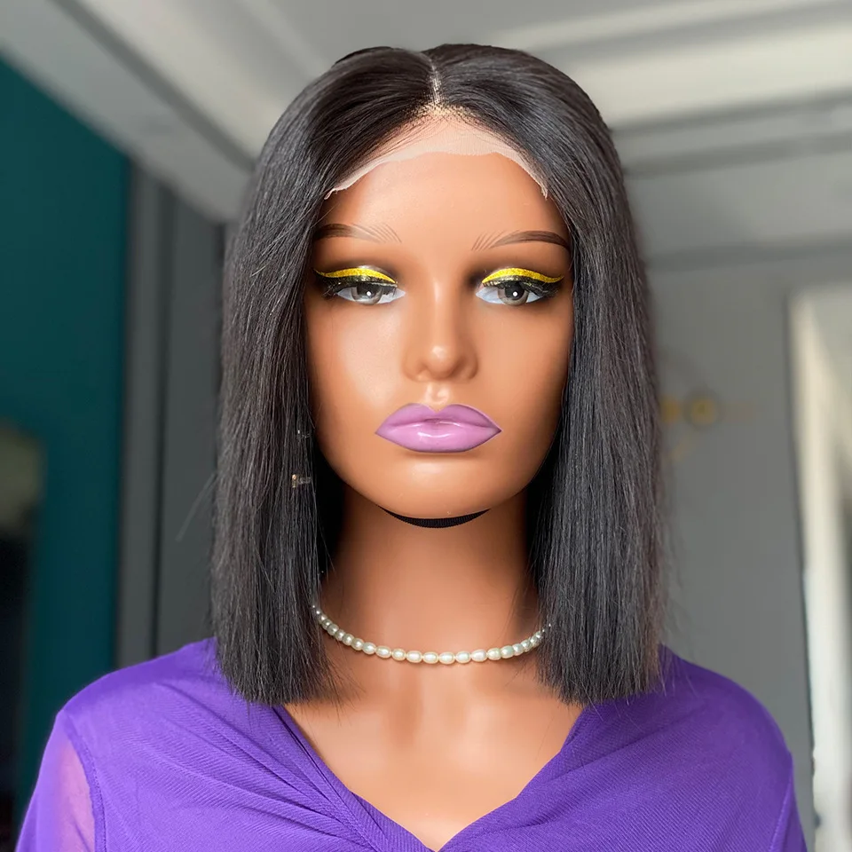 2024 How Selling Wholesale DD Bone Straight Human Hair Wigs 10 inch Bob Wigs Cheap 2*6 Lace Real Human Hair Wig