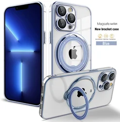 Business Style Soft TPU Magsafe Case Shockproof For iPhone 15 Pro Max Magnetic Protective Cover for iPhone with Invisible Stand