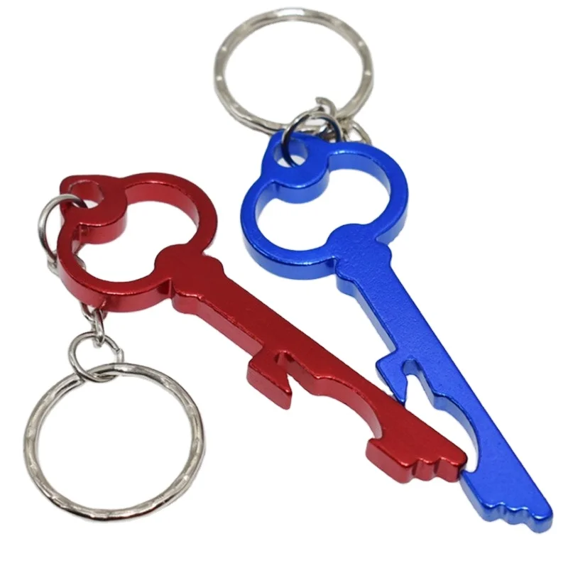 HXY Wholesale Advertising Retro Key Shape Keyring Beer Aluminum Alloy Opener Keychain Purple Custom Bottle Promotion Openers