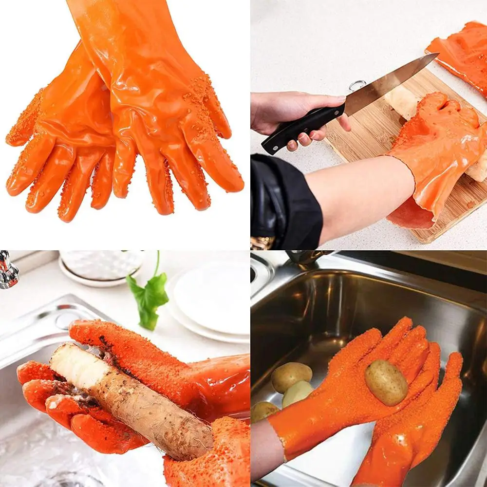1 Pair Waterproof Quick Peeling Tater Mitts Potato Scrubbing Gloves Vegetable Cleaning Tools