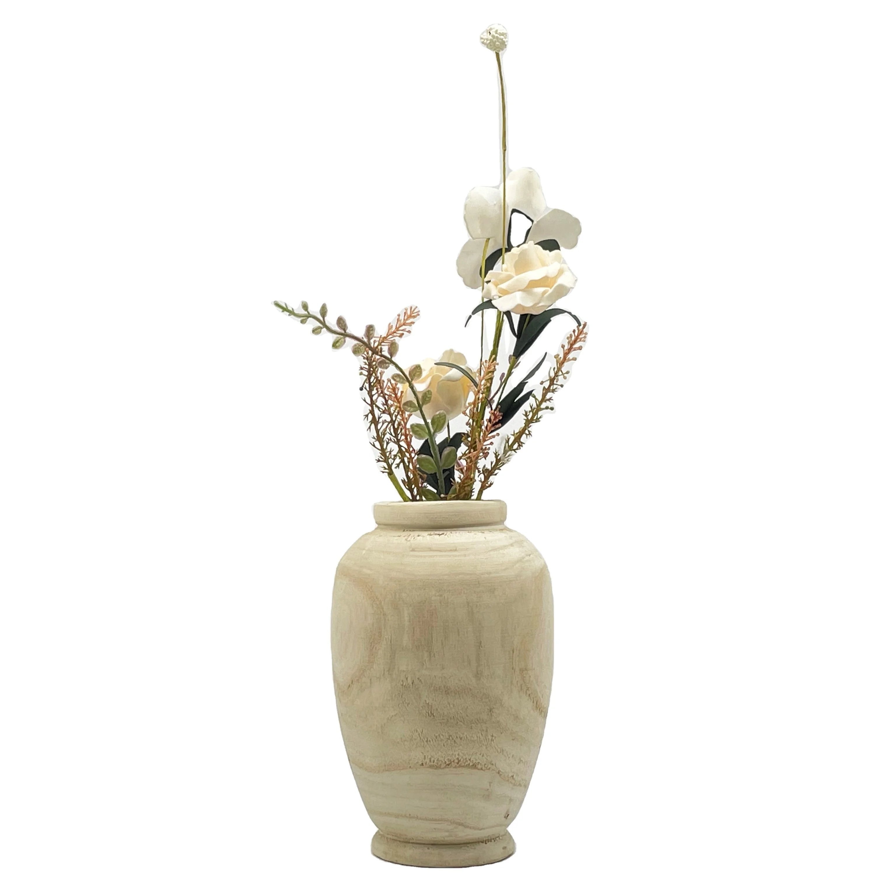 factory wholesale paulownia wood flower vase wooden vases for home decoration