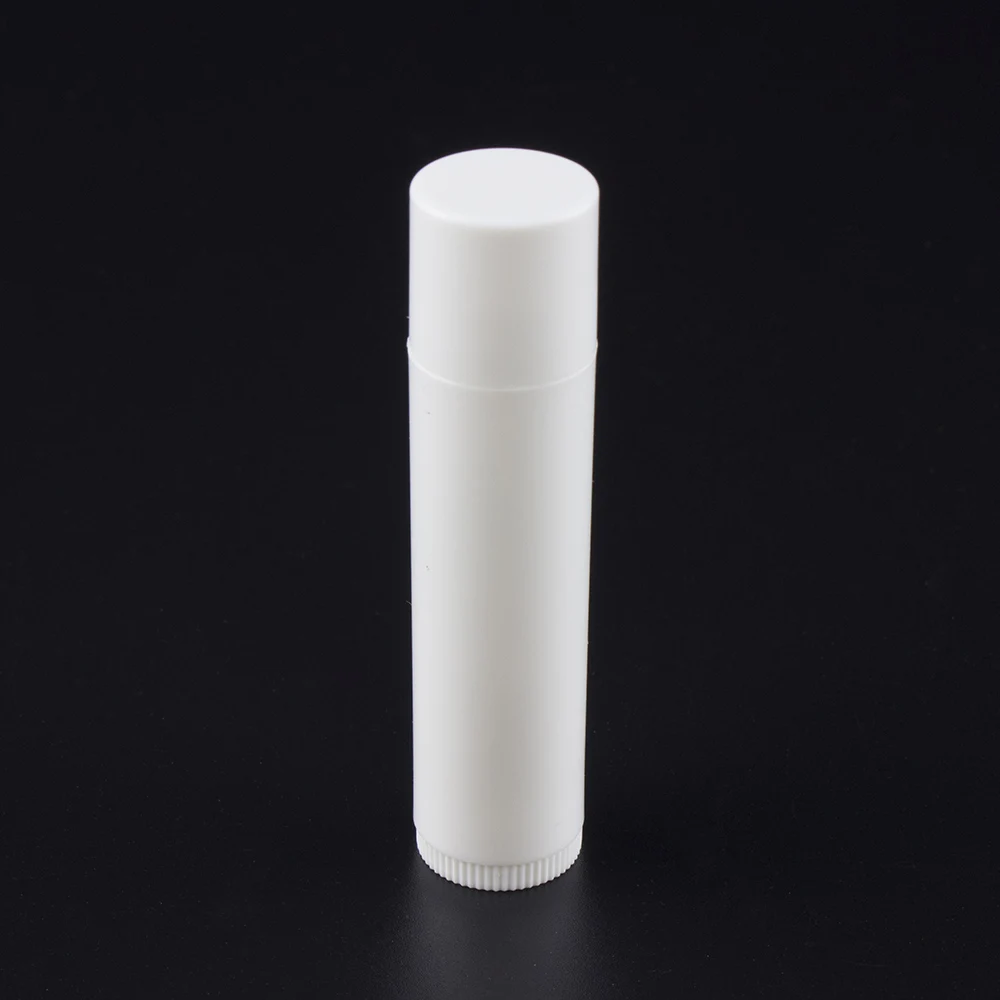 white 4.8g white plastic container , buy LB02-4.8g white round empty case, eco friendly empty plastic tubes for lip balm