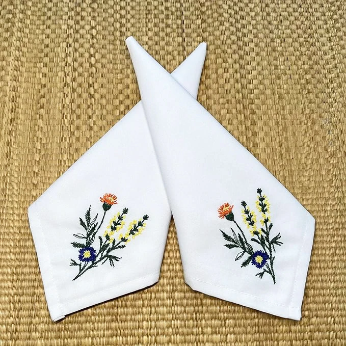 High Quality Custom Linen Embroidered Napkin Washable Table Cloth for Family Family Dinner Wedding Party