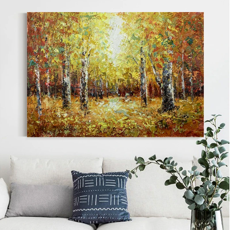 3D tree hand-painted handmade painting canvas for home decoration Landscape Wall Art Home Decor Forest Trees Acrylic Paintings